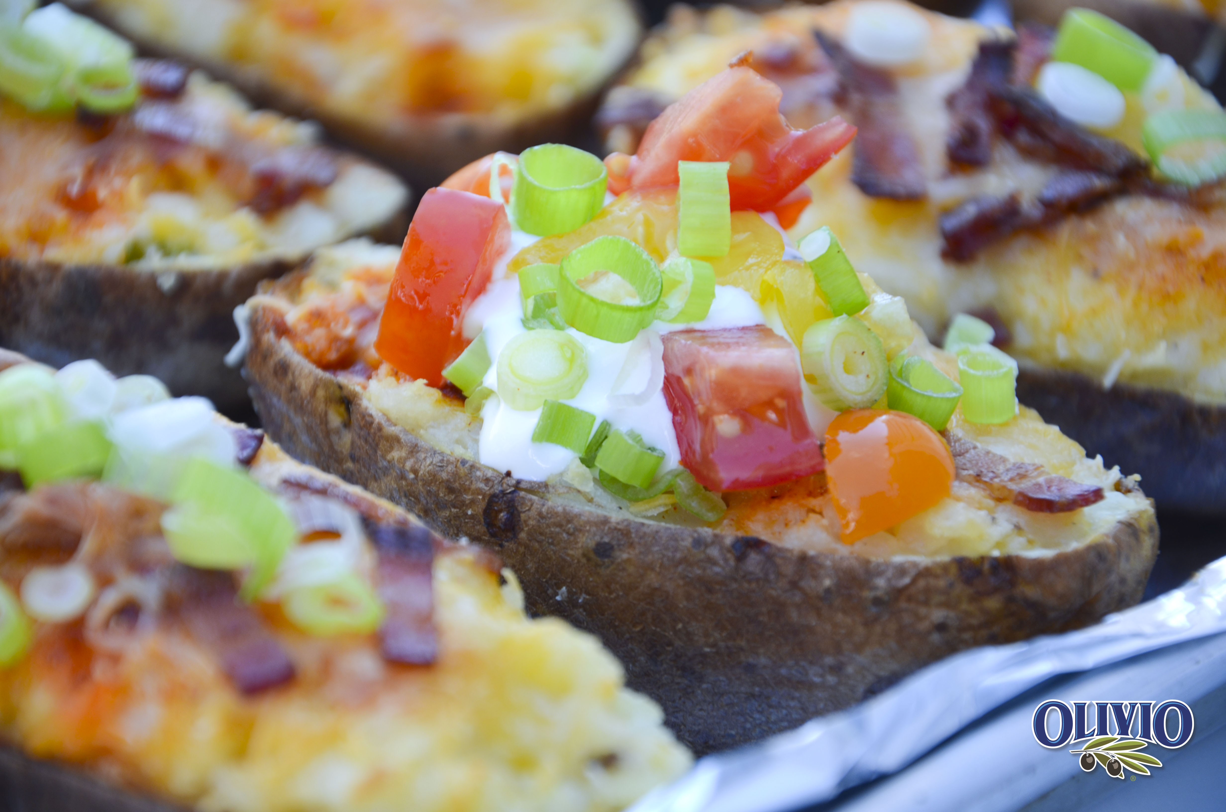 Bacon &amp; Cheese Twice Baked Potatoes — Olivio
